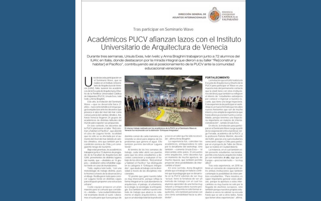 Académicos PUCV afianzan lazos con el Instituto Universitario de Arquitectura de Venecia