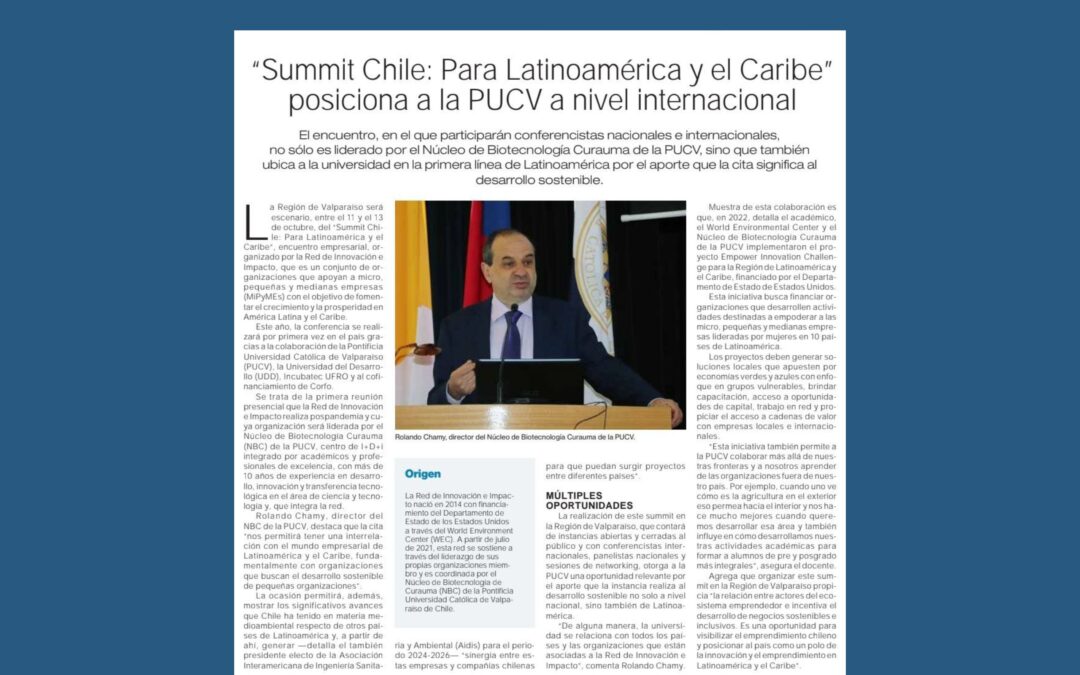 “Summit Chile: Para Latinoamérica y el Caribe” posiciona a la PUCV a nivel internacional